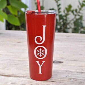 Tumbler Sleigh Bell Bistro Christmas JOY Stainless Steel 20 Oz New